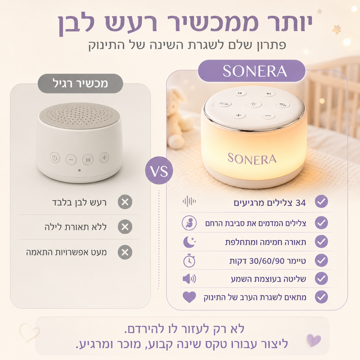 SONERA™ - מנורת רעש לבן לשינה עמוקה ורצופה